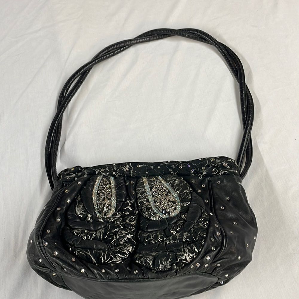 VTG Vintage Rita Diana for Mylinka Made in the USA Black w/ Rhinestones Purse